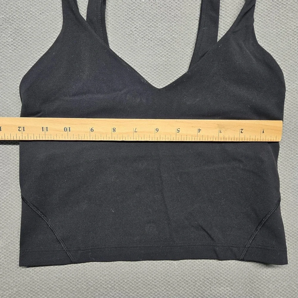 Lululemon Longline Sports Bra Tank Womens Small Black V Neck‎ Yoga Athletic